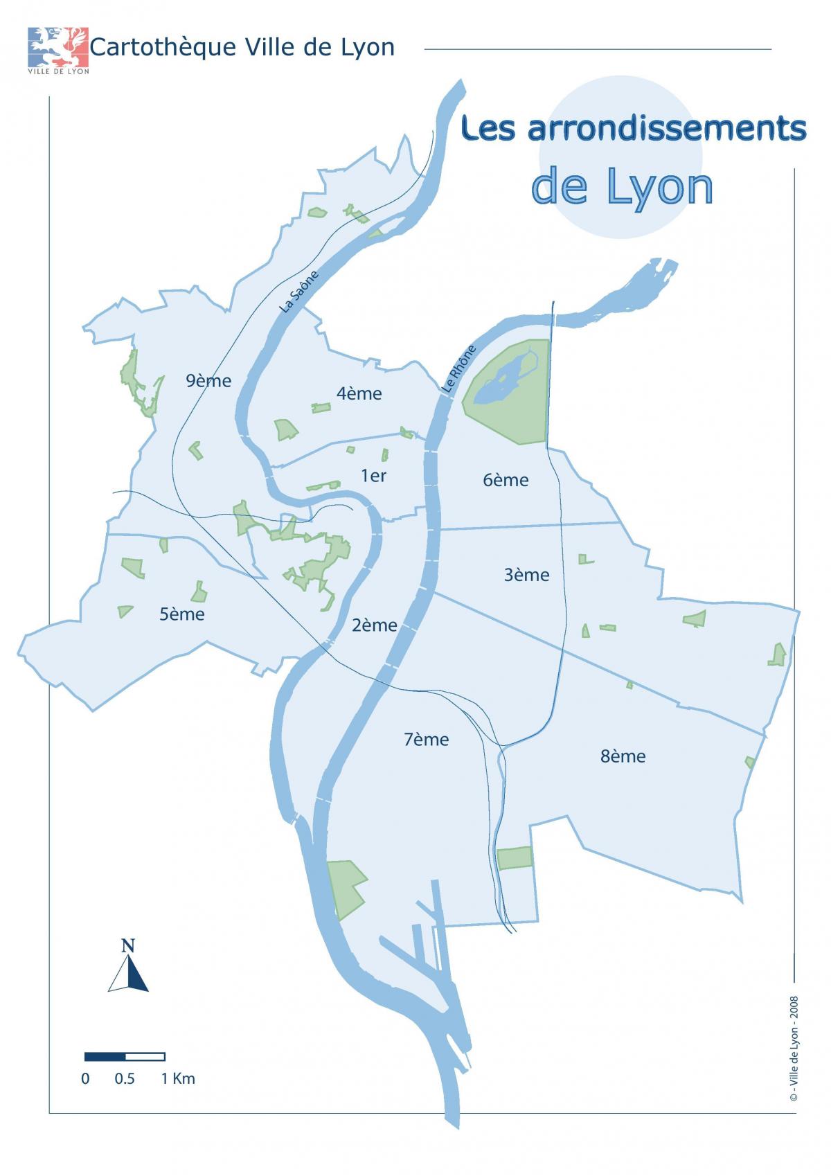 Kaart van het district Lyon