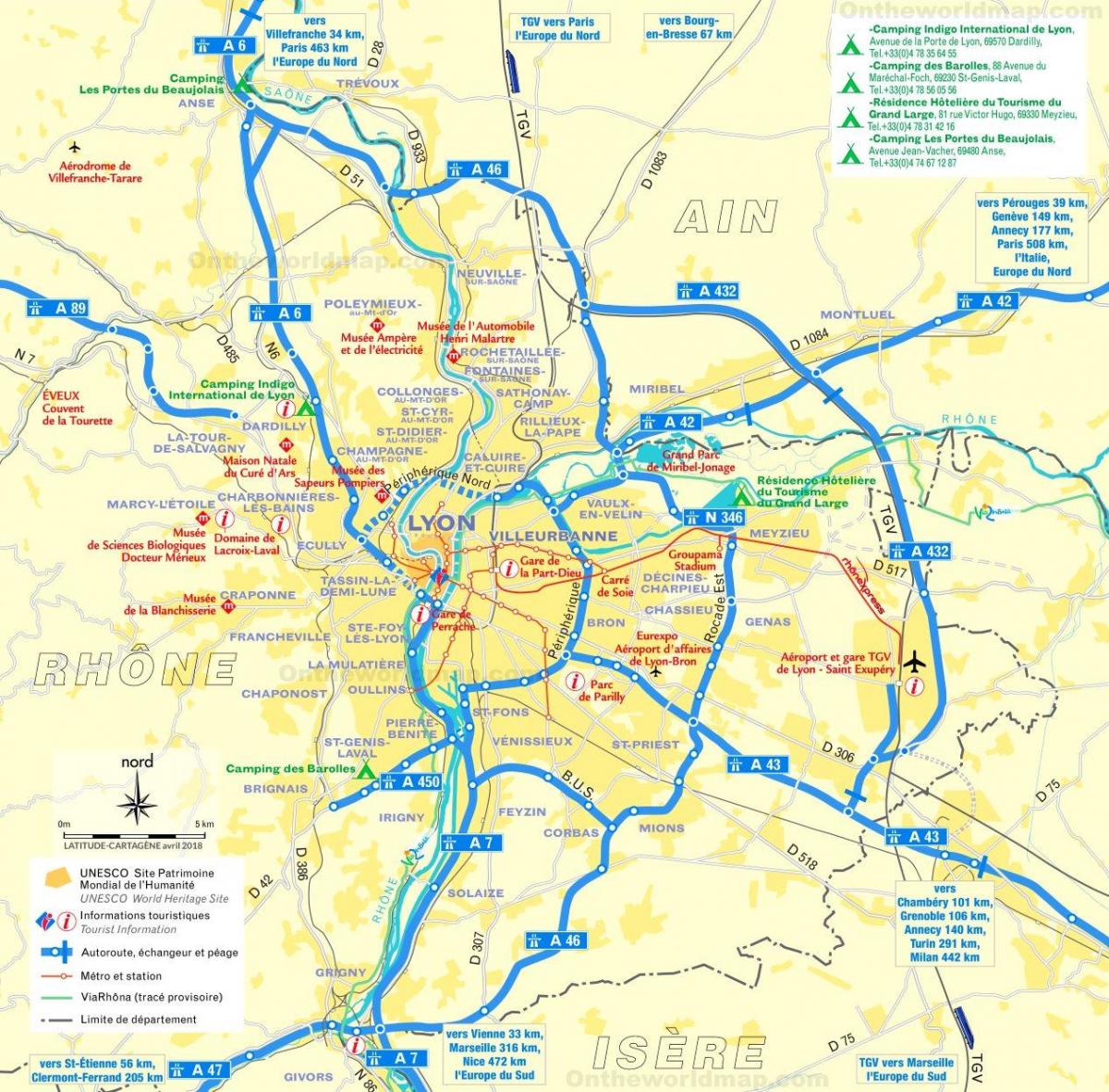 Lyon luchthavens kaart
