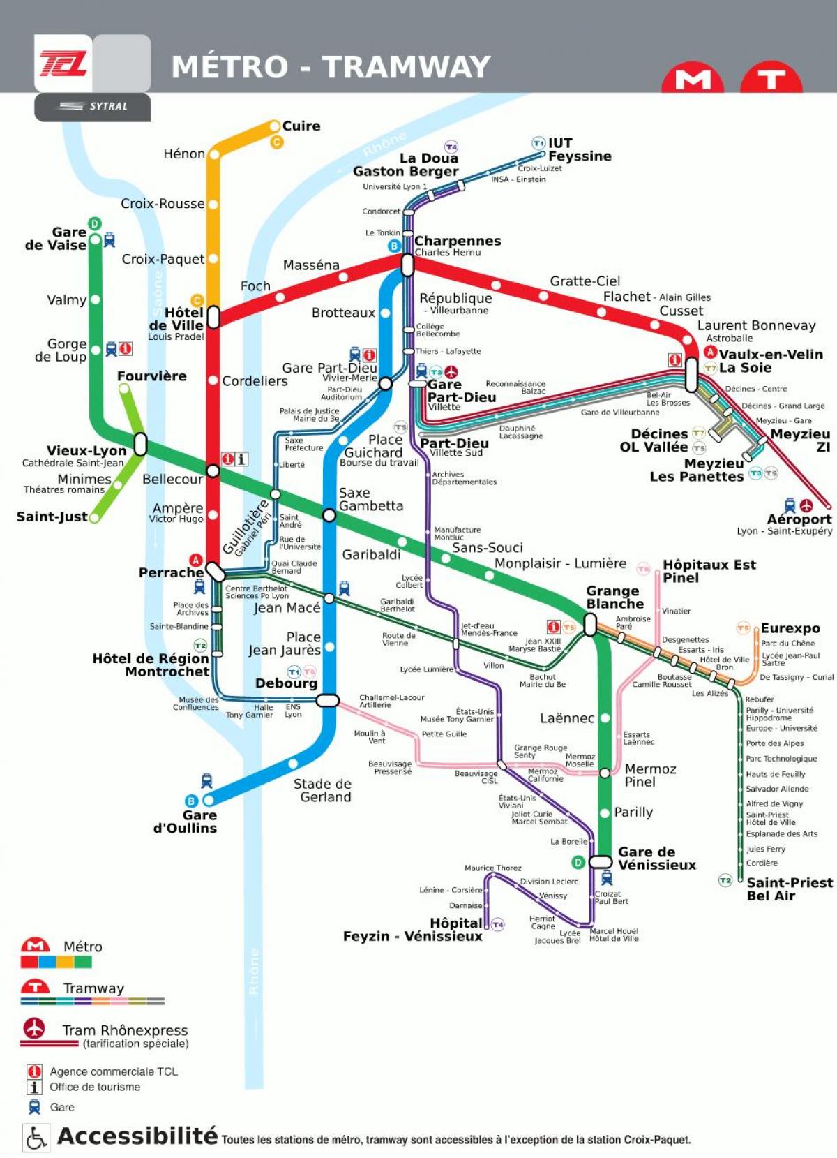 Metro Lyon plattegrond