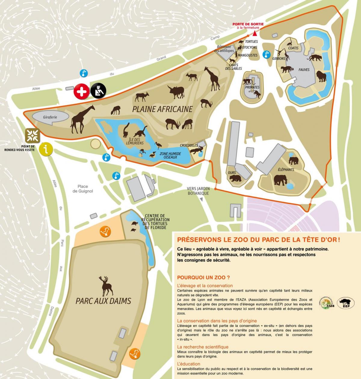 Lyon dierentuin park plattegrond